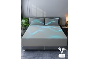 ACNALBOMA Grounding Fitted Sheets King Size, Grounding Sheet Earth Connected Bedding,10% Pure Silver Fiber and 90% Ultra Soft Cotton, Grounding Cord Included Grounding Mat for Bed(Grey,78"x80"x18")