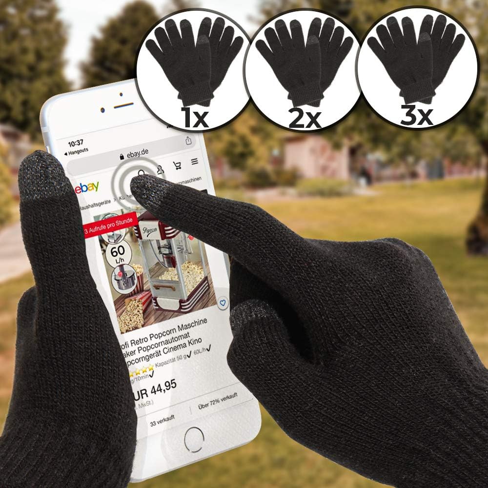 Jago – Set of 3 pairs of gloves for touch screen (One Size)