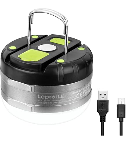 Lot 2 Lampes Camping LED Rechargeables Karrong – 4 Modes, Rouge SOS, Magnétique, étanche, Portable, Avec Batterie 1800 MAh