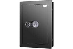 LANGGER V Digital Wall Safe, Hidden Security Wall Safe, In Wall Safe Between Studs, Perfect for Home/Office/Hotel, Secure Handgun, Jewelry, Valuables-Black