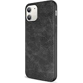 SALAWAT Compatible with iPhone 12 Mini Case, Slim PU Leather Vintage Shockproof Phone Case Cover Lightweight Premium Soft TPU Bumper Hard PC Hybrid Protective Case 5.4 inch (Black)