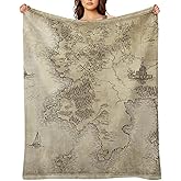 Vintage Map Throw Blankets Fleece Blanket Super Soft Plush Throw Blanket Cozy Fuzzy Bed Blankets Microfiber Flannel Blankets for Couch, Bed, Sofa-50"x60"