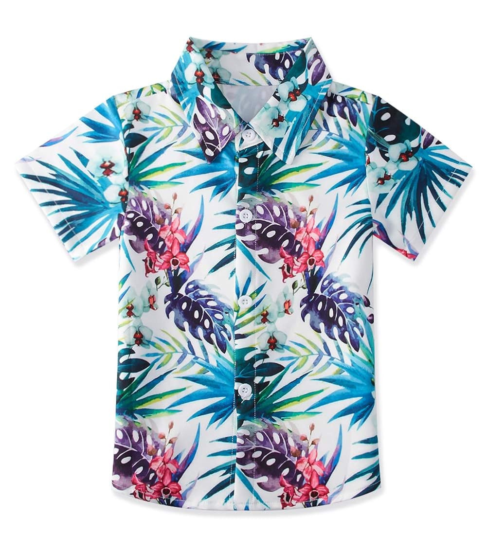 Little /& Big Boys Button Down Shirts Hawaiian Aloha Short Sleeve Party Camp Holiday Casual Novelty Dress Shirt Size 2-14T