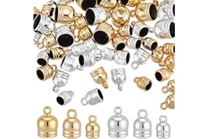 PH PandaHall 180pcs Leather Cord Ends Caps 3 Sizes Glue in Tassel Caps Barrel Rope End Cap for DIY Crafts Tassels Bracelet Ne