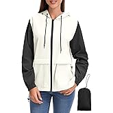 Zando Women's Lightweight Rain Jacket with Hood Waterproof Raincoat for Women Packable Windbreaker Jacket for Outdoor Travel