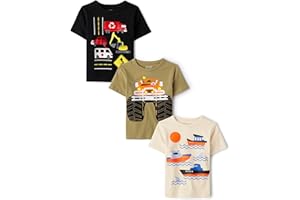 The Children's Place Baby-Boys and Toddler Sports,Cars,Trucks Short Sleeve Graphic T-Shirts,3 Pack