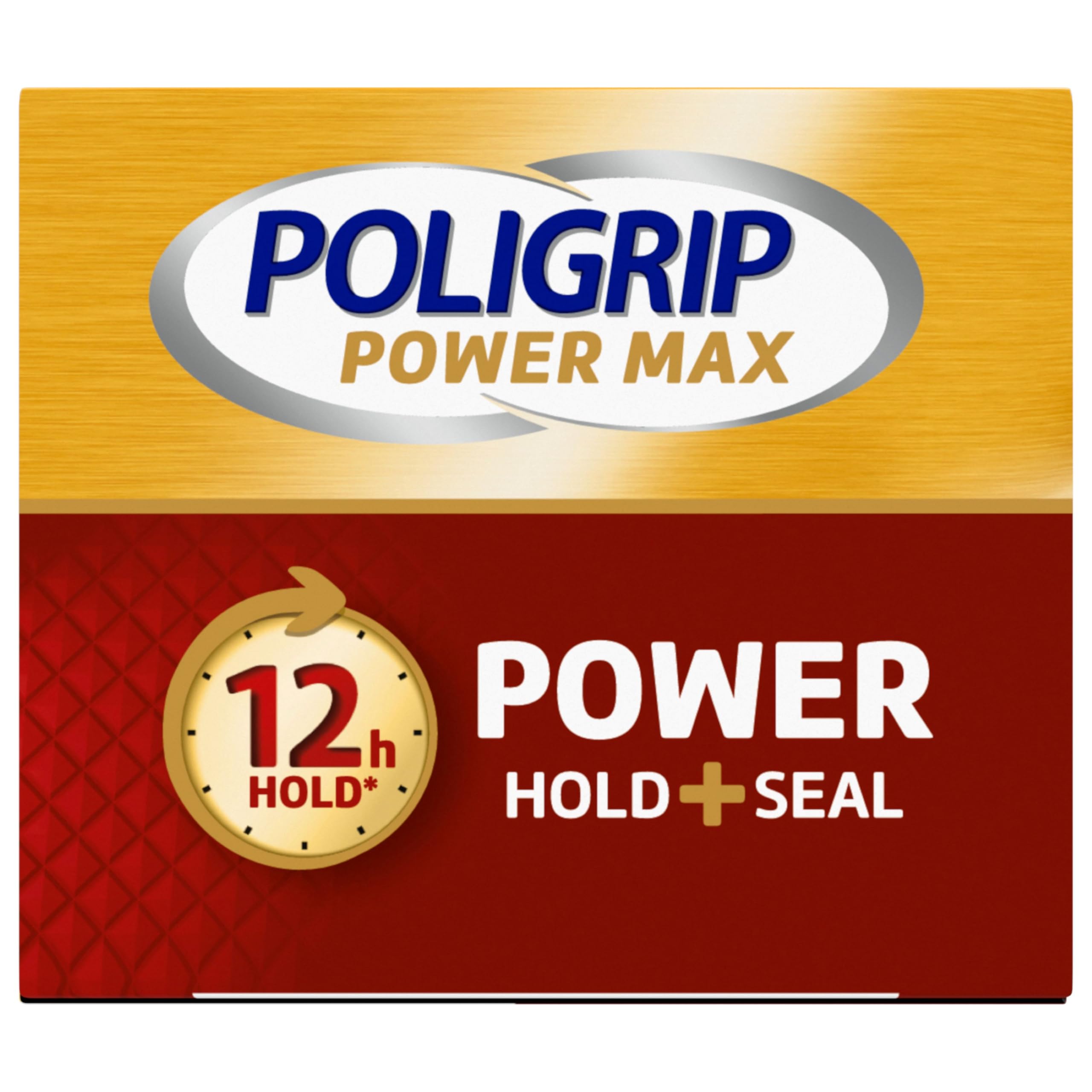 Super PoliGrip Poligrip Power Max Power Hold plus Seal Denture Adhesive Cream, Denture Cream for Secure Hold and Food Seal, Flavor Free - 2.2 oz (Pack of 4)