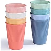 becutlery Wheat Straw Cups, Unbreakable Drinking Cup Dishwasher Safe Water Glasses with 8 Colors for Drinking Water, Juice,Milk, Soda, Coffee,Easy to Clean & Reusable (8 Pcs)
