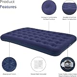 Milestone Camping Inflatable Flocked Airbed Double 191x137x22cm view 9