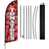 QSUM Tomatoes Flag for Business, 8FT Tomatoes Feather Flag Banner, Polyester Advertising Swooper Flag with Aluminium Alloy Flag Pole Kit, Stainless Steel, Ground Spike, Portable Bag