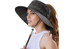 EW EAST WATER Beach Sun Hats for Women UV Protection High Ponytail Hole UPF 50+ Fishing Safari Garden Hiking Hat Packable