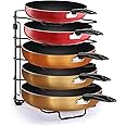 Simple Trending Adjustable Pan and Pot Lid Organizer Rack Holder, Kitchen Counter and Cabinet Organizer, Bronze