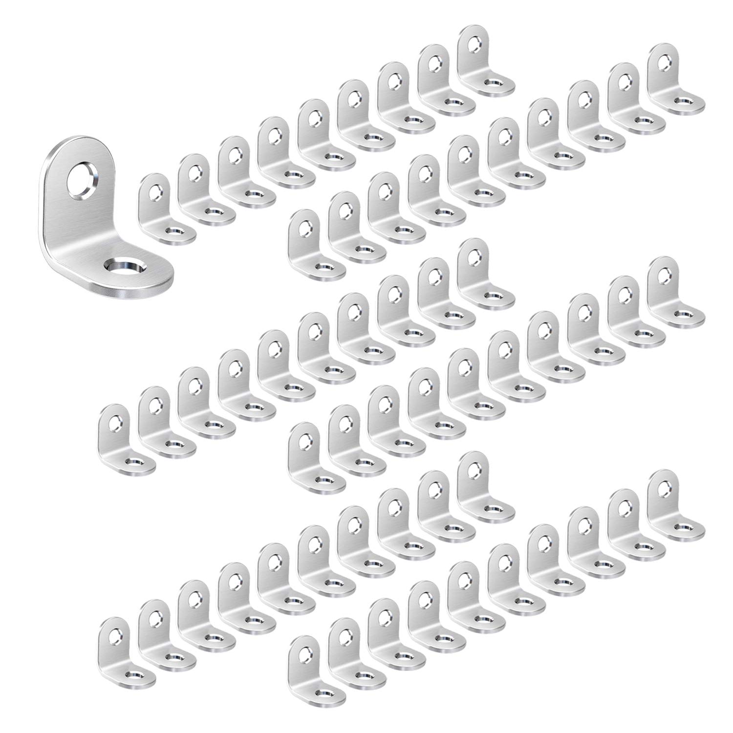 LIKERAINY Corner Braces Joints 20x20x16mm Right Angle Brackets Fastener Stainless Steel Plates L Shaped Furniture Shelf Support Connectors 60 Pcs