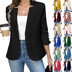 Arispjct Business Blazers for Women Casual Plus Size Lightweight Open Front Long Sleeve Jackets Dressy Work Office Suit 2026
