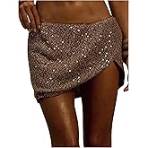 MakeMeChic Women's Fall Mini Skirts 2025 Wrap Sparkly Sequin Night Out Y2K Short Bodycon Skirts Clubwear