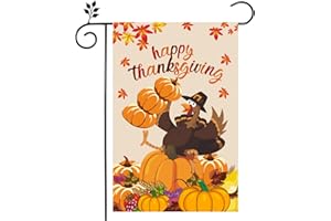 VerRon Thankgiving Garden Flags 12×18 Double Sided for Outside decor Turkeys Pumpkins Farmhouse Fall Decor Seasonal Yard Flag Vertica a Festive Holiday Autumn Thanksgiving Christmas decor Home