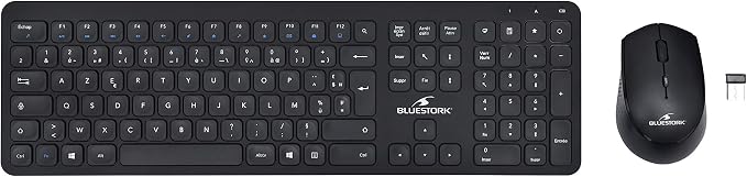 Pack Clavier Souris Sans Fil Bluestork Grapheme V3 - AZERTY FR, Double Connexion Bluetooth/2.4GHz, Souris 3200 DPI, Batterie 110h - Gris
