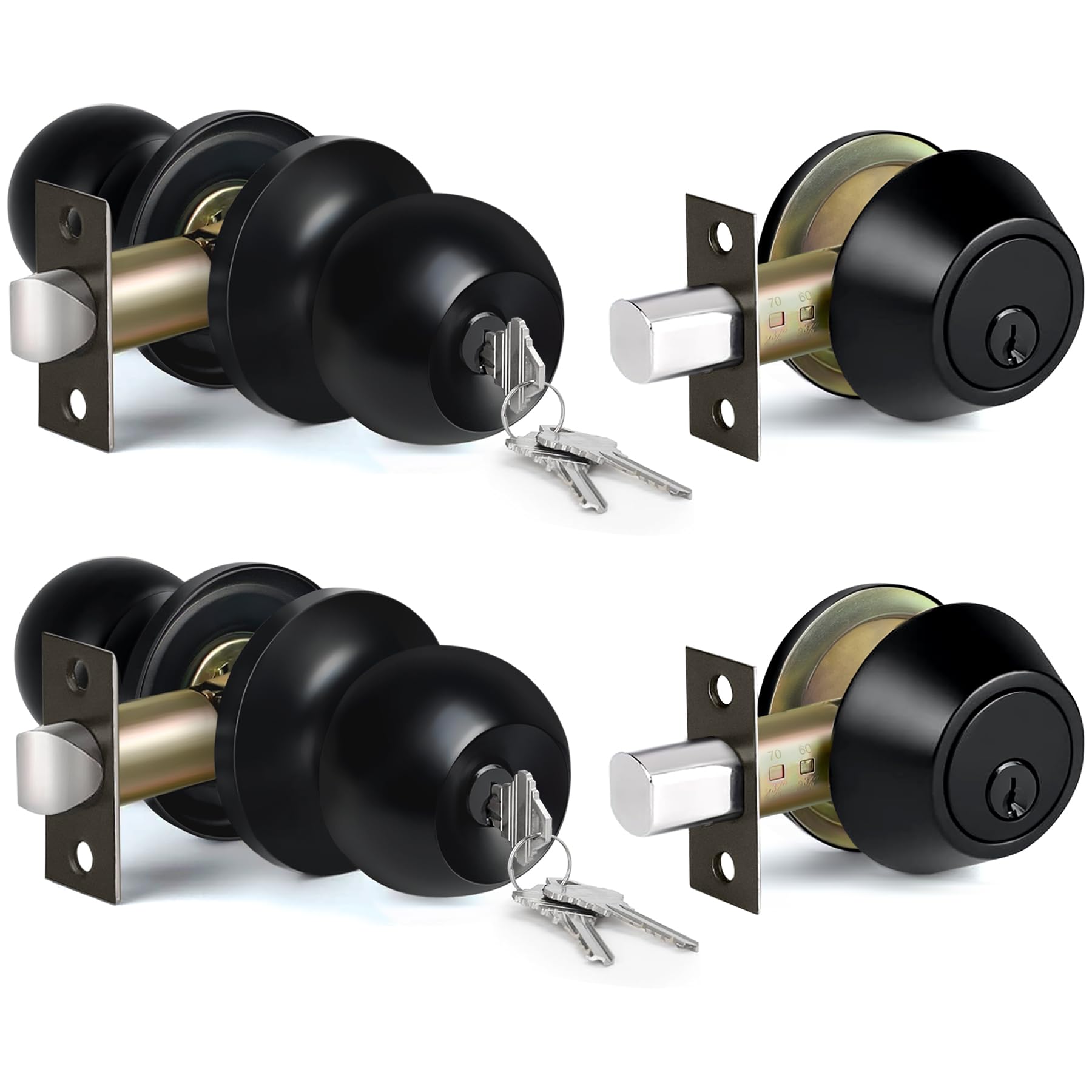 Photo 1 of ***ONLY ONE*** BESTTEN 2 Pack Keyed Same Exterior Door Knobs and Single Cylinder Deadbolts Combo Set, Keyed Alike Entry Door Knobs with Locks and Keys for Entrance and Front Door, Matte Black