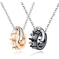 His Queen Her King Matching Couple Jewelry Set – 4pcs Stainless Steel Bracelets & Necklaces