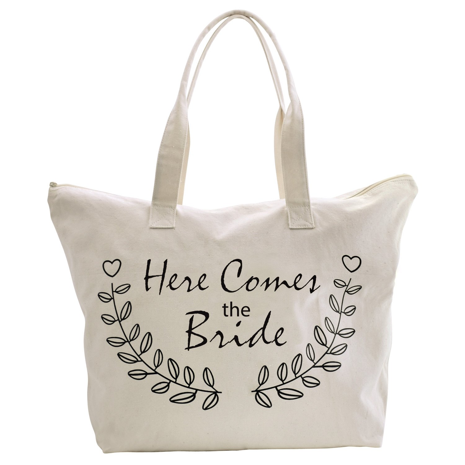 Bride Tote Bag for Wedding Bridal Shower Gifts Bachelorette Present Zip Canvas Cotton