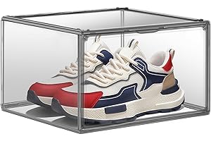EDS FAM Large Shoe Organizer for Closet Clear Storage Box Sturdy Plastic Stackable Shoe Rack Sneaker Display Case with Magnetic Lids, 1 Pack Size 13