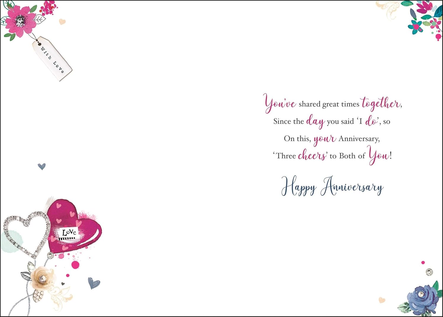 Jonny Javelin Special Daughter and Son in Law Anniversary Card, Champagne Flutes Eiffel Tower Flowers, white|beige|black|red - Image 3