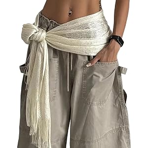 Women Fringe Scarf Belt Tie Waist Wrap Scarf Skirts Triangle Waist Tie Chain Tassel Hip Scarfs Shawls