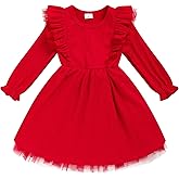 Toddler Girl Dress Fall Ruffle Long Sleeve Baby Girl Solid Color Casual Dresses 2-6Y