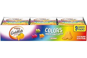 Goldfish Colors Cheddar Crackers, Snack Pack, 0.9 oz, 9 CT Multi-Pack Tray