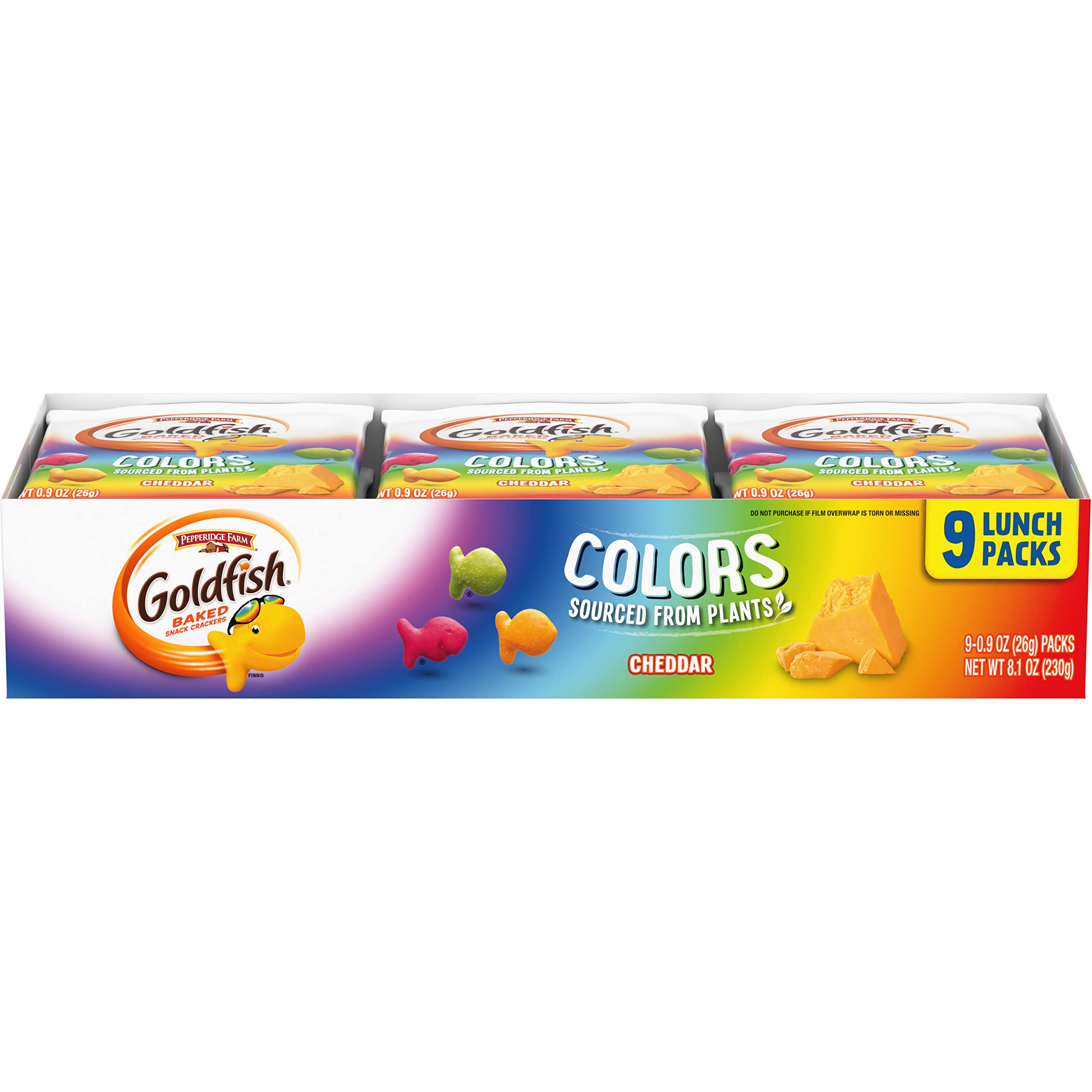 Photo 1 of 2 PACK Goldfish Colors Cheddar Crackers, Snack Pack, 0.9 oz, 9 CT Multi-Pack Tray