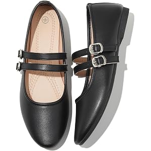 Iarus Women's Mary Janes Ballet Flats Shoes Adjustable Buckle Strap | Cute Casual Business Dress Faux Leather Comfortable Dre