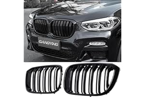 Gangying G01 Kidney Black Radiator Grill for BMW X3 G01 2018-2021 X4 G02 2019-2021 Double Bridge Kidneys Black Gloss