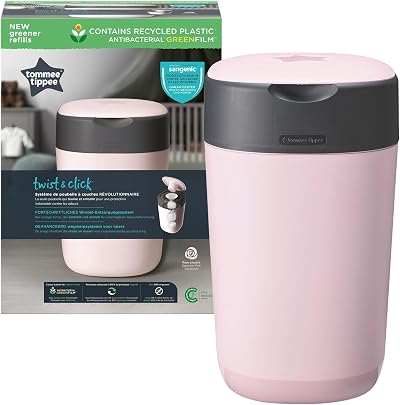 Tommee Tippee Twist and Click Nappy Bin Pink with Refill Cassette Multilayer