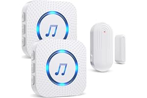 SanJie Door Chime, Door Open Contact Sensor Alarm with 500 FT Range,26 Chimes 5 Adjustable Volume for Business/Store/Home/Office When Entering 2 Receivers +1 Sensors