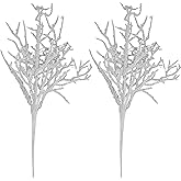 Needzo Silver Tone Spray Christmas Tree Pick Ornament, Coastal Ocean Branch Picks Wreaths and Display, 15.5 Inches (Pack of 2)