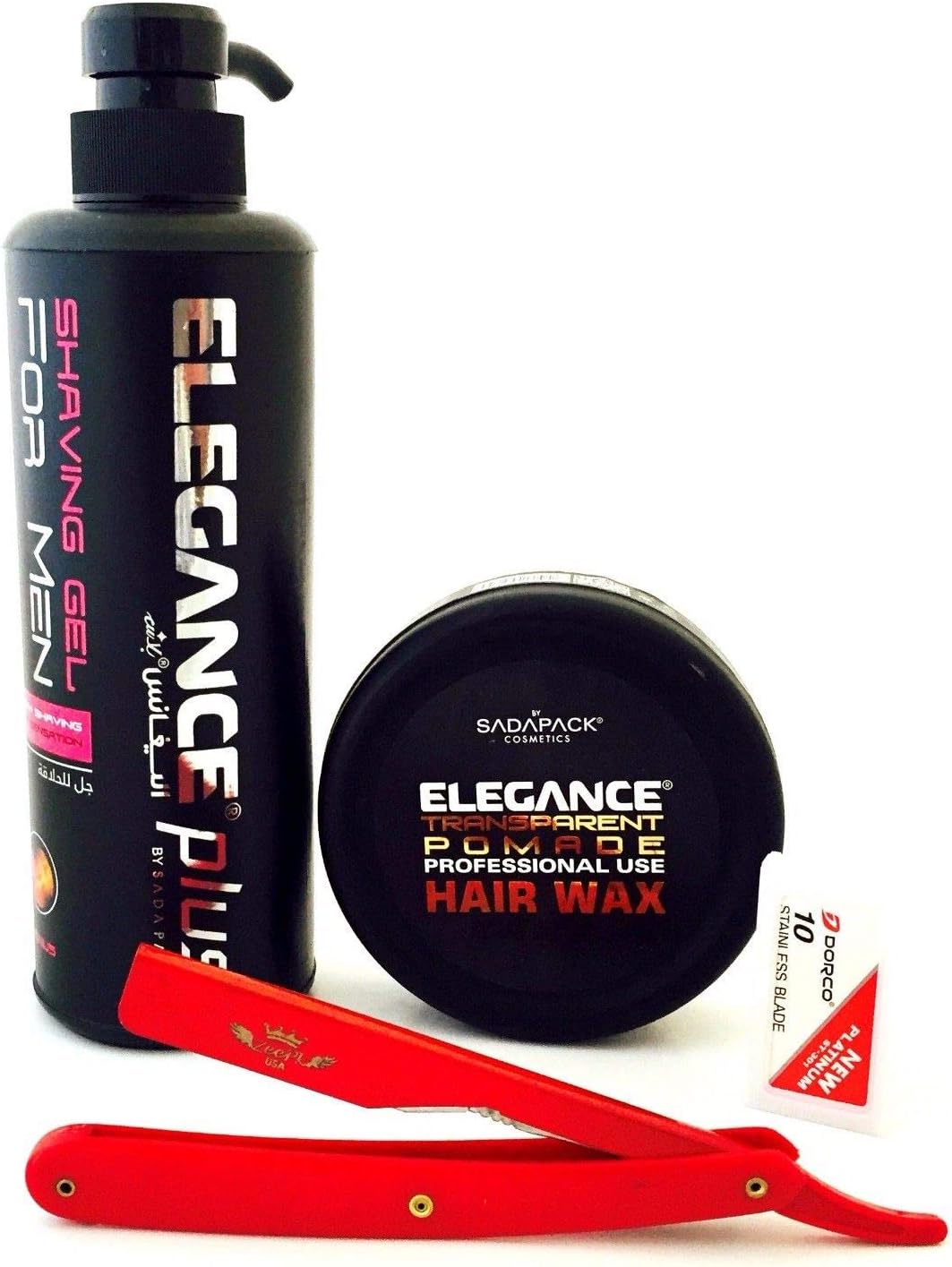CUT THROAT BARBER SHAVING RAZOR ELEGANCE EARTH SHAVING GEL 100 BLADES FULL BLACK