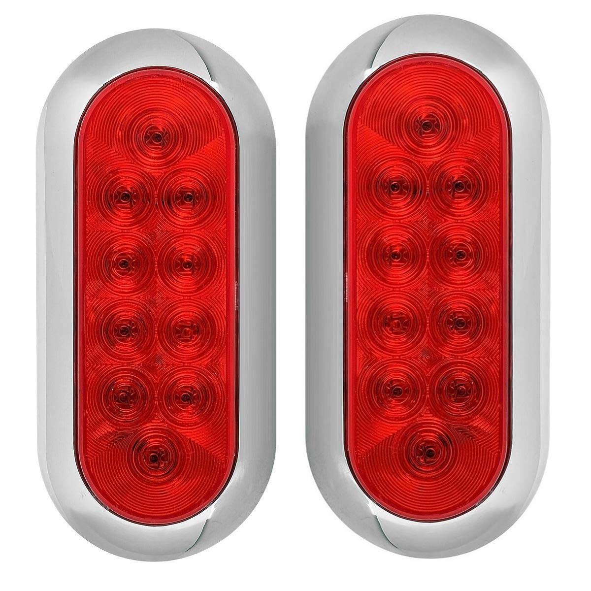 Automotive Bigtow 6 Inch Oval LED Trailer Tail Lights Chrome Bezel
