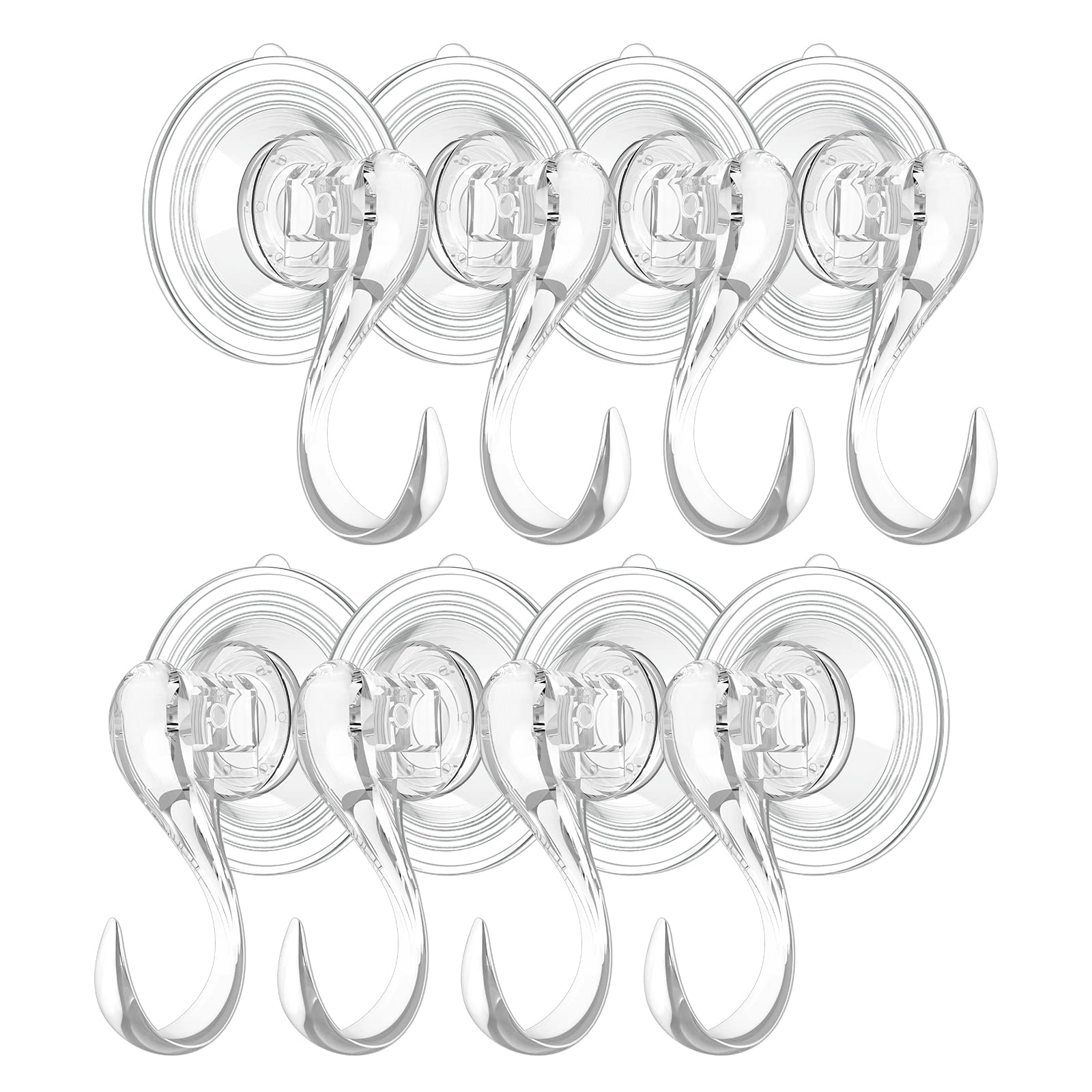 Jeowoqao Multi-Purpose Suction Cup Hooks, Strong Reusable Vacuum Heavy Duty 6.6LBS Suction Hooks for Bathroom Window Glass Kitchen, Hangers for Towel Loofah Utensils Christmas Wreath (8)