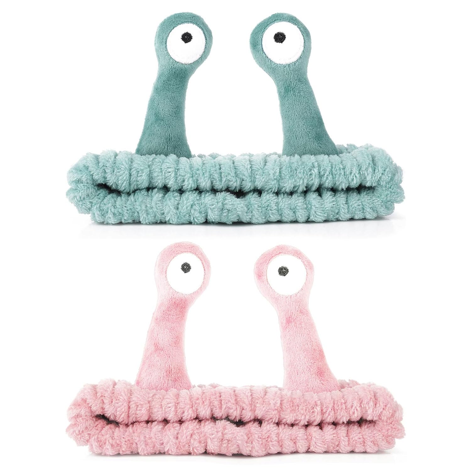 Face Wash Headband, Palm and Snail Spa Hair Bands Makeup Headbands Women Cartoon Cute Coral Fleece Elastic Headband Creative for Washing Face Shower Beauty Skincare (Fruit Green+Pink, One Size)