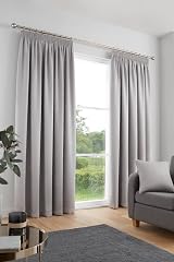 Fusion Silver Pencil Pleat Curtains 2 Panels 168x229cm 100% Cotton Thermal view 2