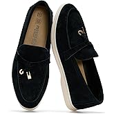 Project Cloud Genuine Leather Womens Shoes - Lightweight Moccasins Penny Loafers for Women with Memory Foam and Leather Insole - Non-Slip Casual Womens Slip on Shoes for Women (IRIS, BLKSDE,10M)