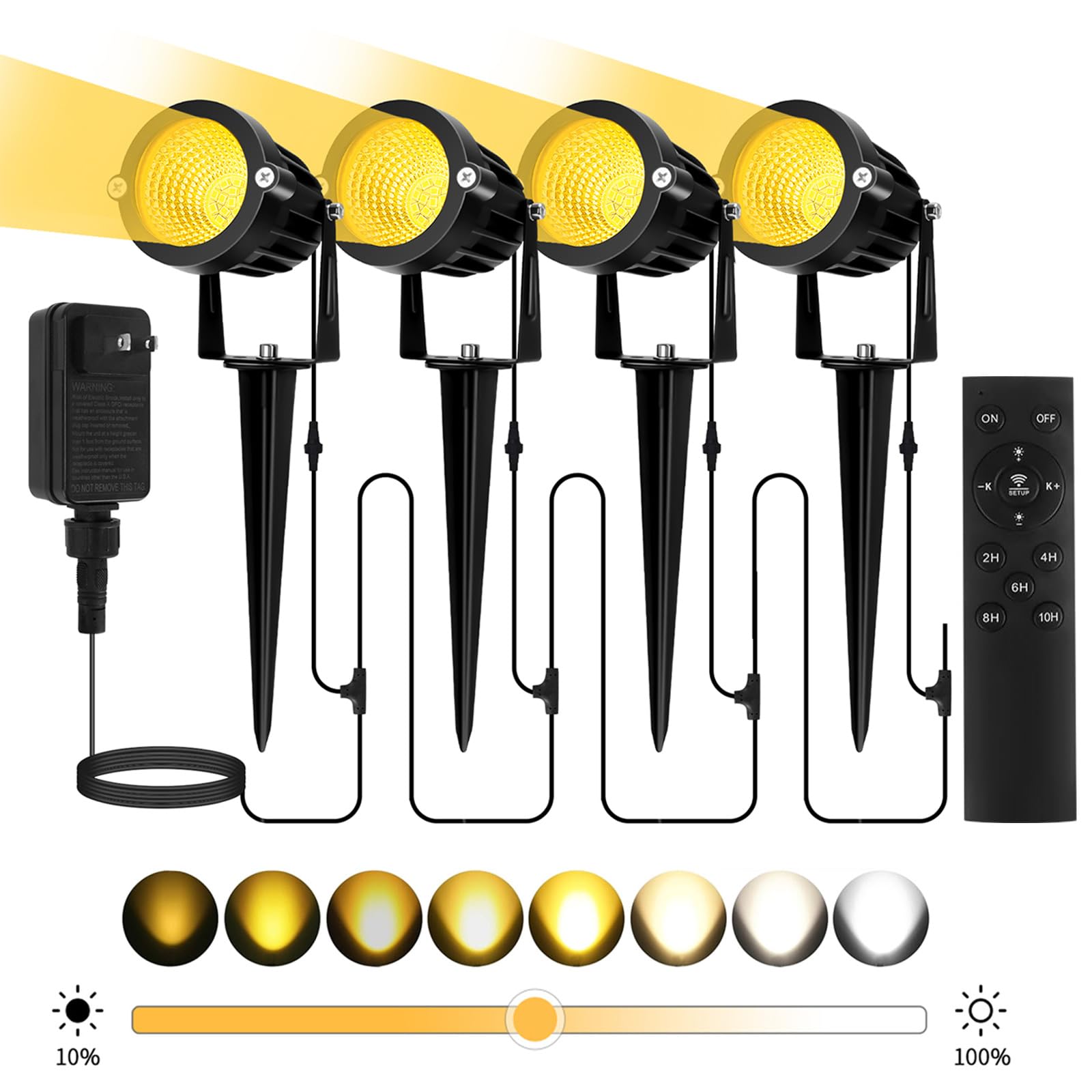 Photo 1 of ***(PARTS ONLY/ NON FUNCTION)***Low Voltage Landscape Lighting Kit: 4-IN-1 LED Landscape Lights with Stepless Color Temperature 2700K-6500K & Stepless Dimming & Timer | 6W Outdoor Spot Lights with Plug-in Transformer for Yard Garden