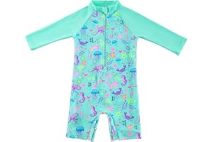 upandfast Baby Boys/Girls Zipper Swimwear with Snap Bottom UPF 50+ Sun Protection Toddler One Piece Swimsuit