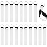 WILLBOND 20 Pieces Sublimation Keychain Blanks Wristlet Keychain Bulk DIY White Neoprene Sublimation Blank Product for Women