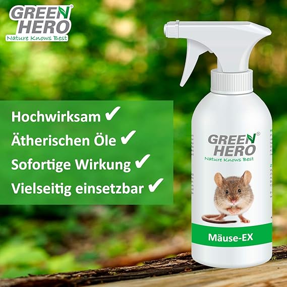 Green Hero Mause Ex Spray Zur Mauseabwehr 500 Ml Fernhaltemittel Gegen Mause Alternative Zur Mausefalle Abwehrspray Mit Barrierewirkung Amazon De Garten