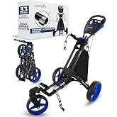 SereneLife Golf Push Pull Cart &ndash; Lightweight, Foldable, Bag Holder with Adjustable Handle, Caddy Accessories, Compact Folding Golf Trolley for Travel