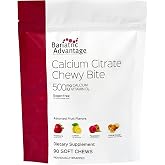 Bariatric Advantage Calcium Citrate Chewy Bites, Assorted Fruit, 90 Ct | 500 mg Calcium Citrate, Highly Absorbable and Digestible, with Vitamin D3, Easily Chewable Calcium Supplement