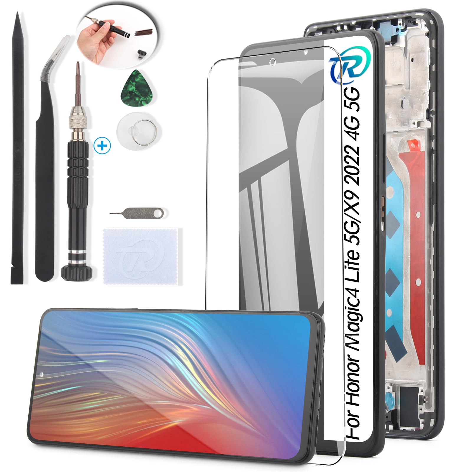 RongZy Compatible with Honor Magic4 Lite 5G/Honor X9 2022 4G 5G Replacement Screen LCD Display and Touch Screen Digitizer with Tools (Black with Frame)