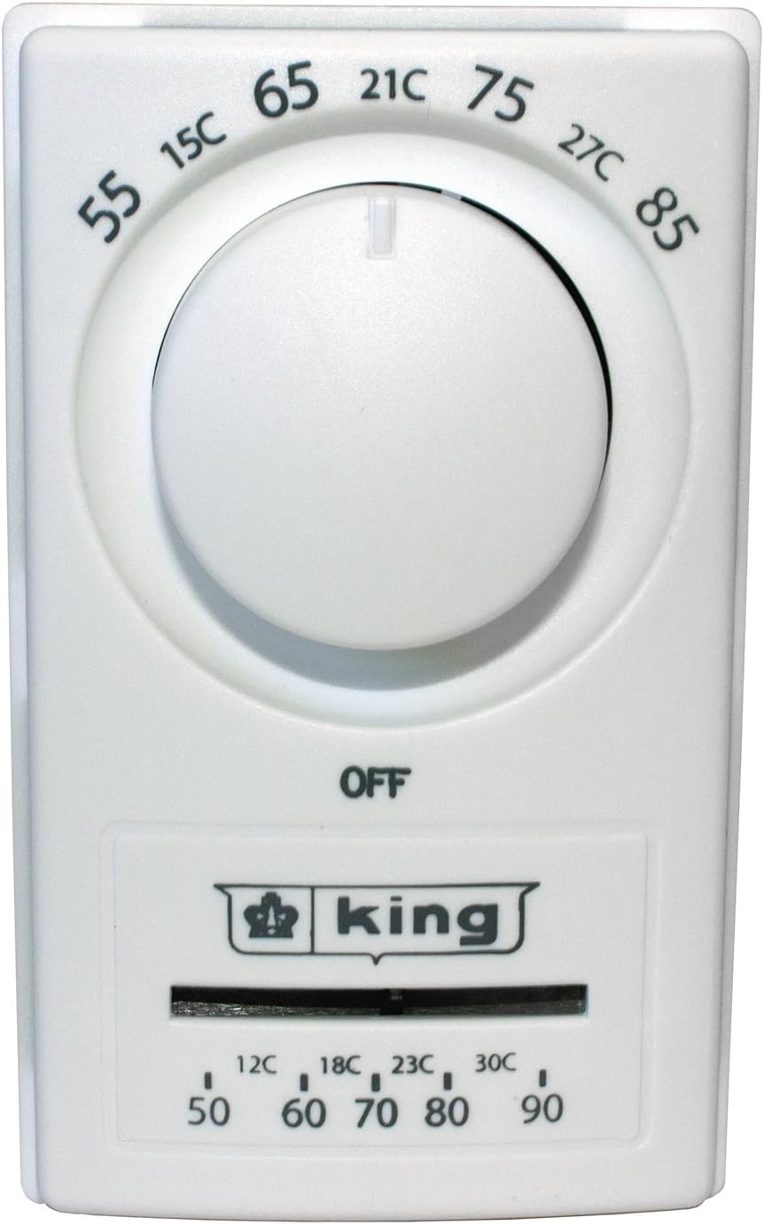 King HET2R Double Pole European Style Anticipated Thermostat White