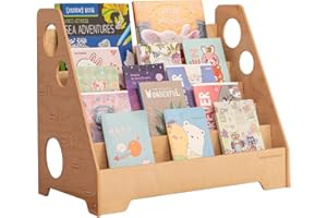 Woodandhearts Montessori Floor Bookshelf - Toddler Bookcase - Kids Wooden Storage -Nursery Frontfacing Bookshelf - Montessori